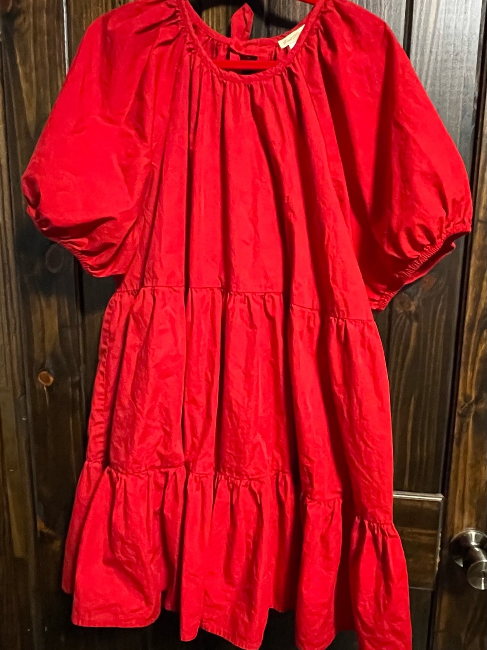 Magnolia Bright Red Puff-Sleeve Tiered Dress Woman’s XXL